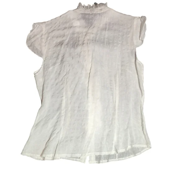 White ruffled button down top - Picture 3 of 3